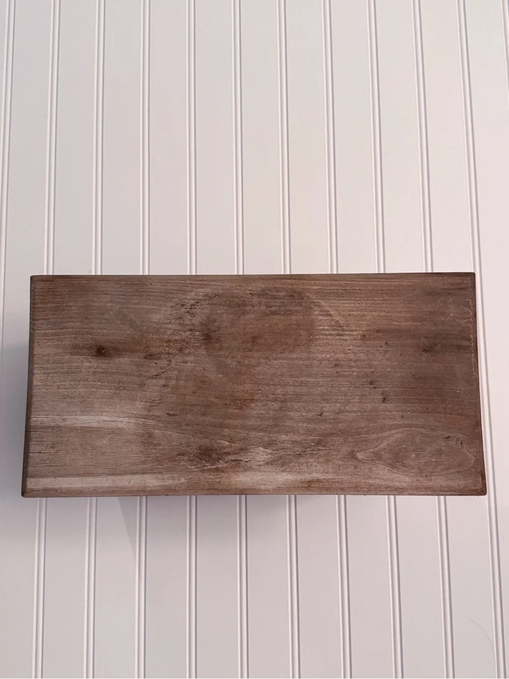 Vintage Weathered Wood Riser with Scalloped Apron | Rustic Display Stand